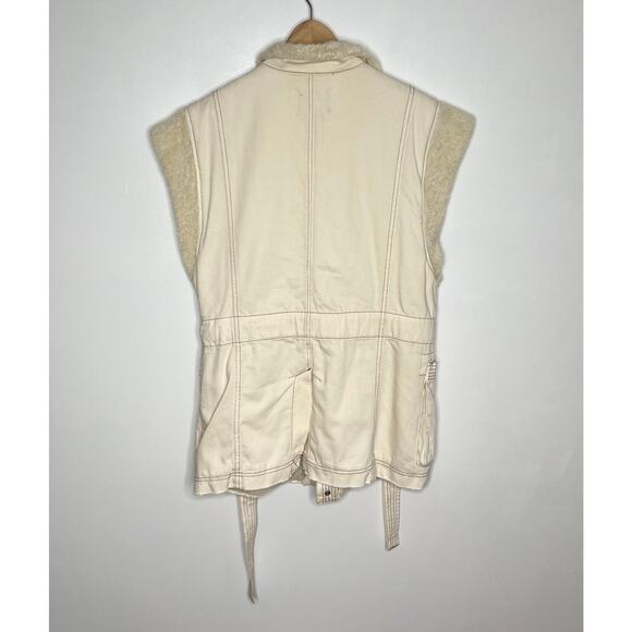 Free People We The Free Etta Sherpa Vest Womens Large Cream Belted Oversized - Picture 10 of 15